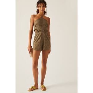 New Anthropologie Hutch Solid Halter Romper $170 SIZE 2 Olive